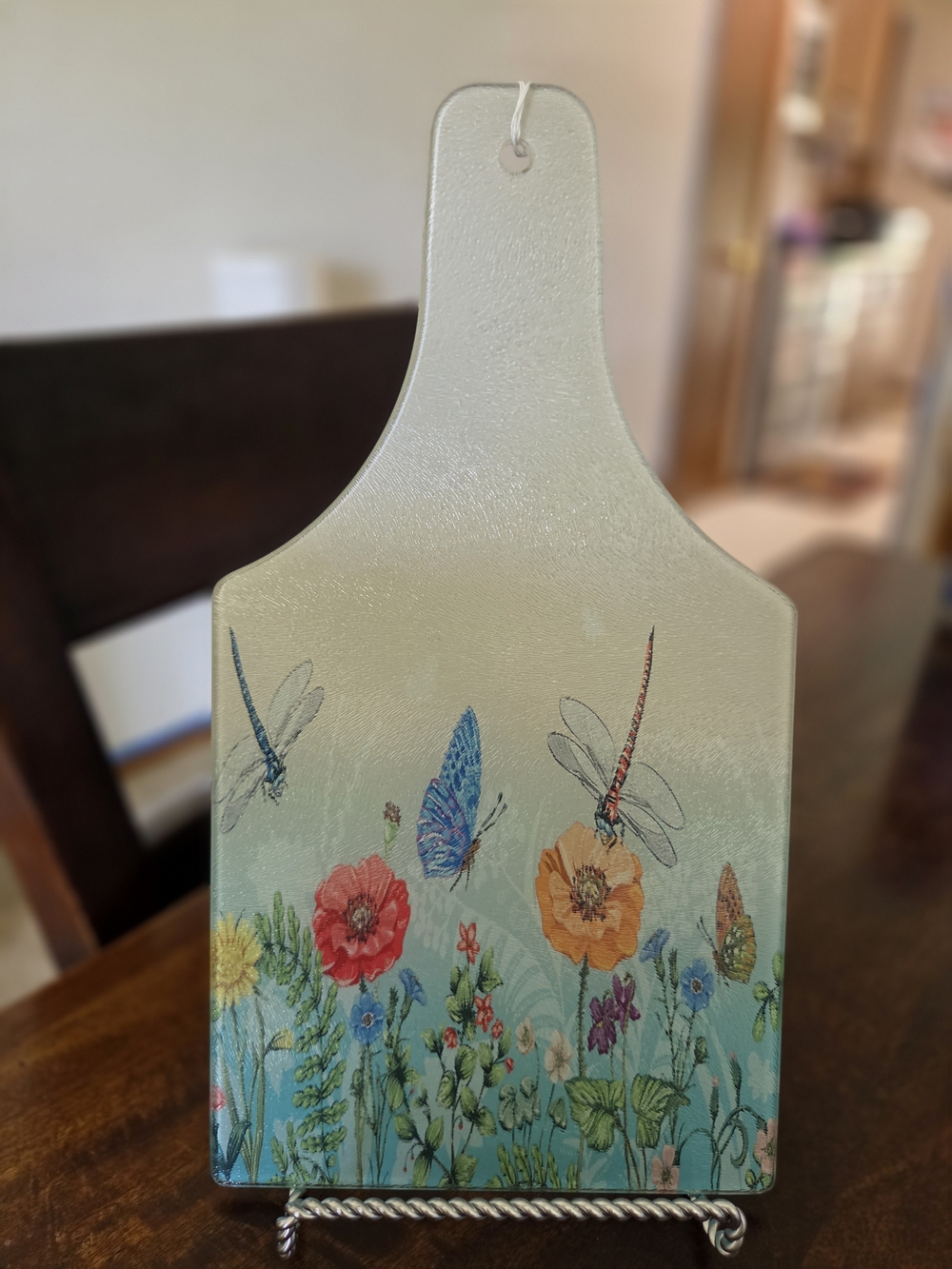Tempered Glsss Floral Butterfly & Dragonfly Decorative Cutting/Charcuterie Board
